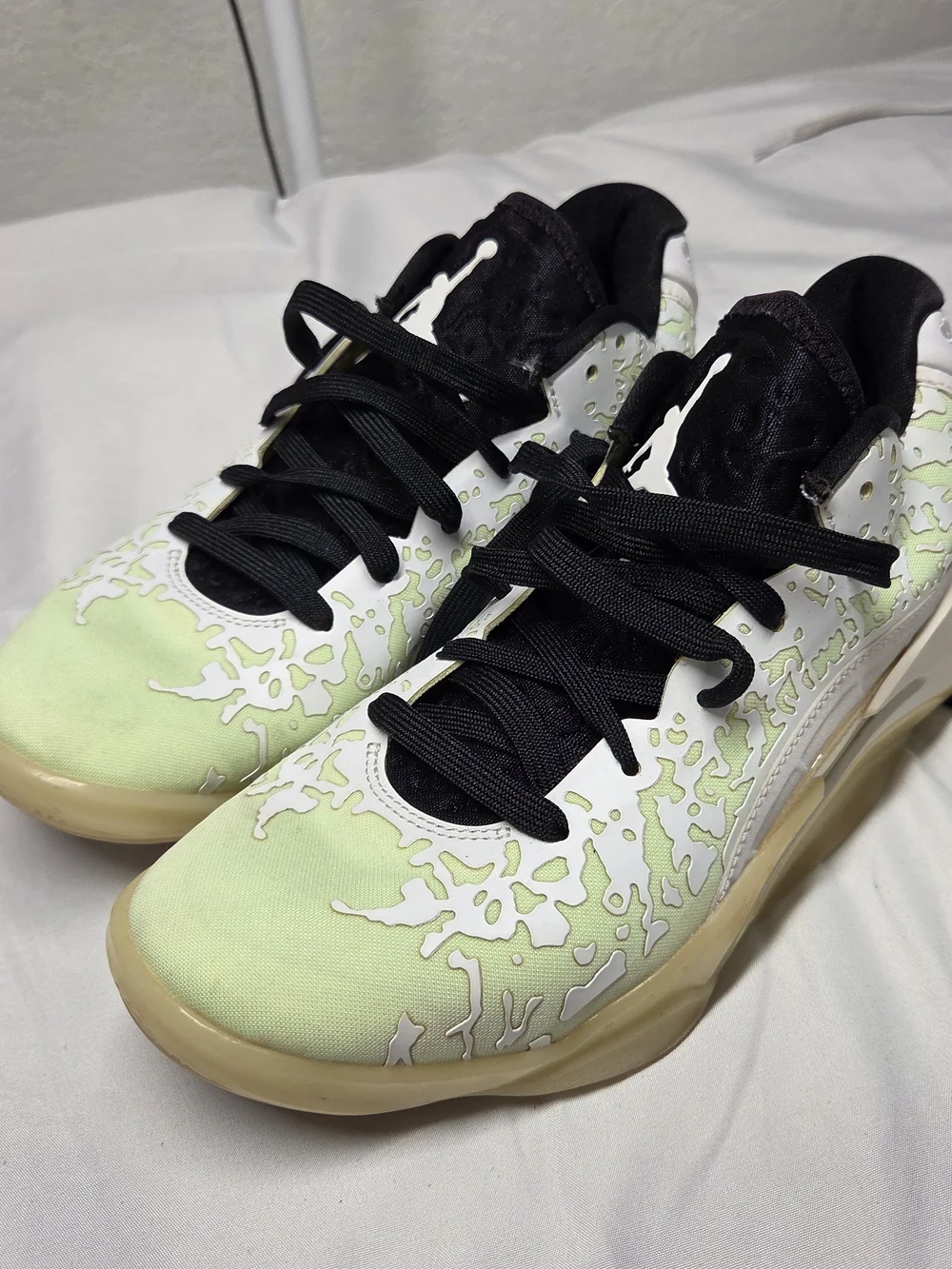 Jordan Women's Sneakers in Black and Light Green